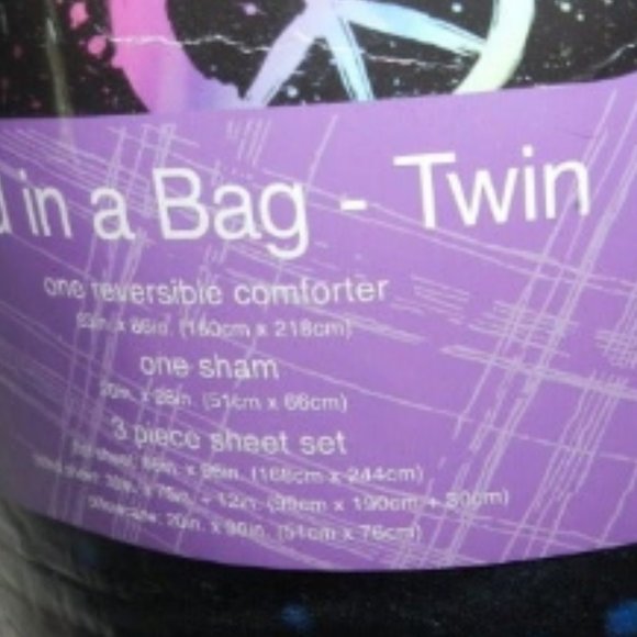 Peace Sign Bed in a bag+ Curtain 9pc TWIN Bedding & Window Set🆕FAST📦🏃🏻💨⚡🚚 - Picture 10 of 15